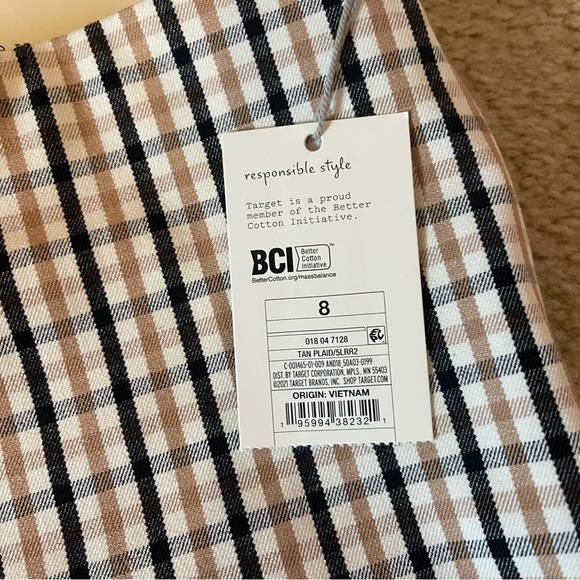 NWT A New Day Skinny Ankle High Rise Tan Plaid Pants - Picture 4 of 6